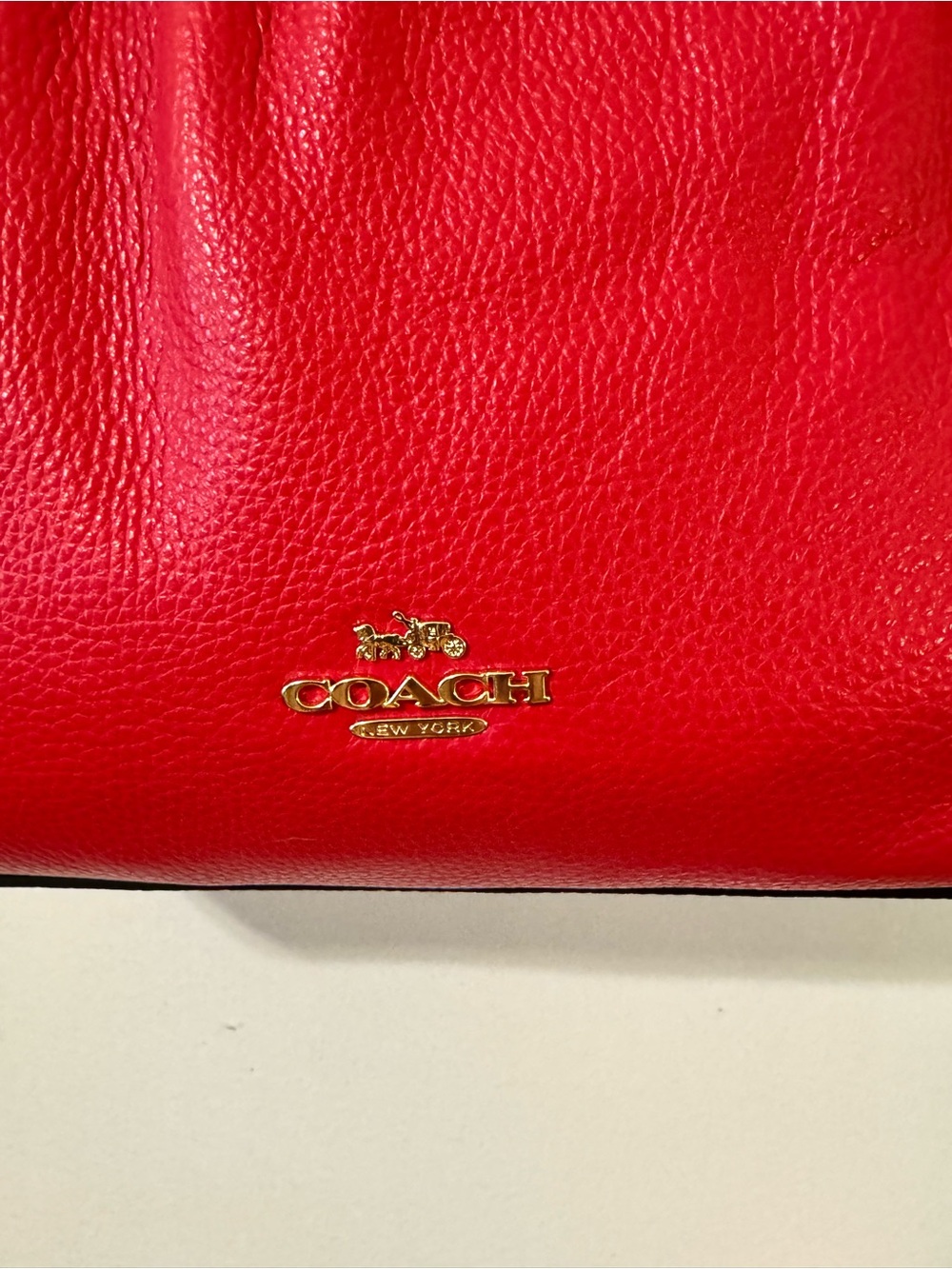 Coach Maya Shoulder Bag in vibrant red pebbled leather.